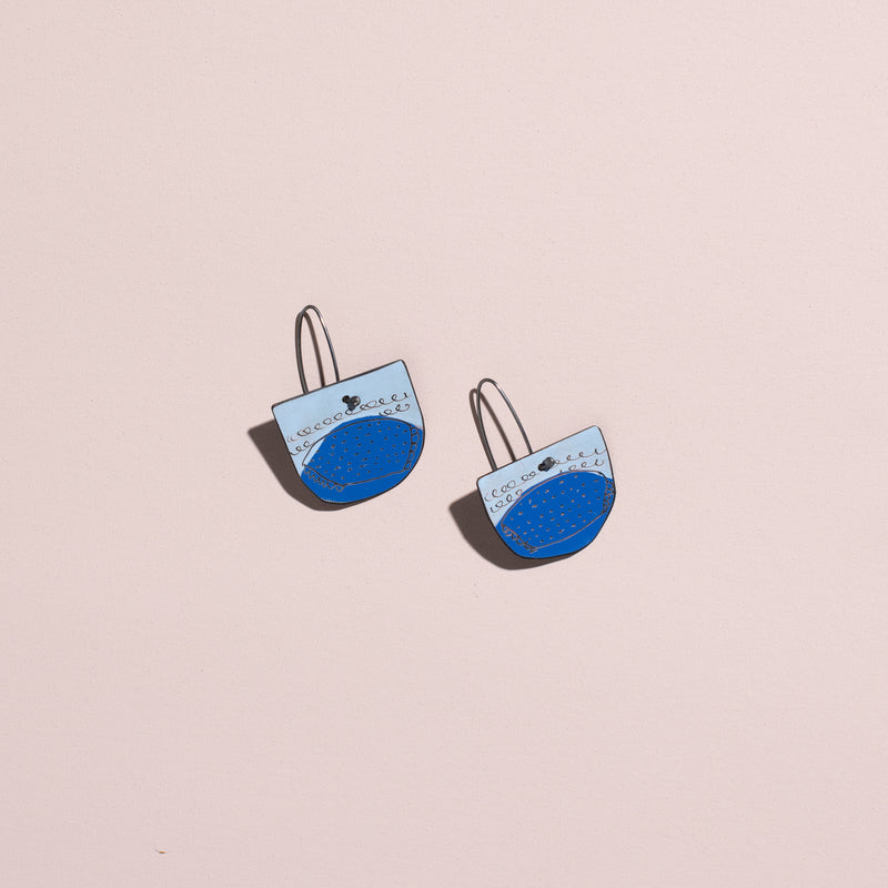 Reversible Shapes Earrings (baby blue + blue)