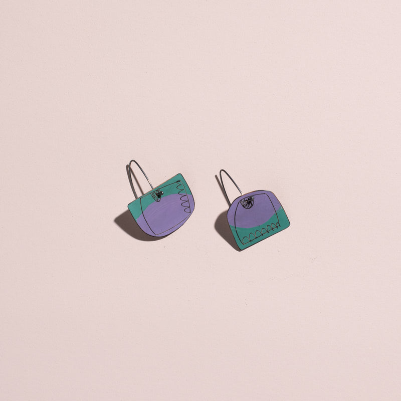 Reversible Shapes Earrings (purple + teal)