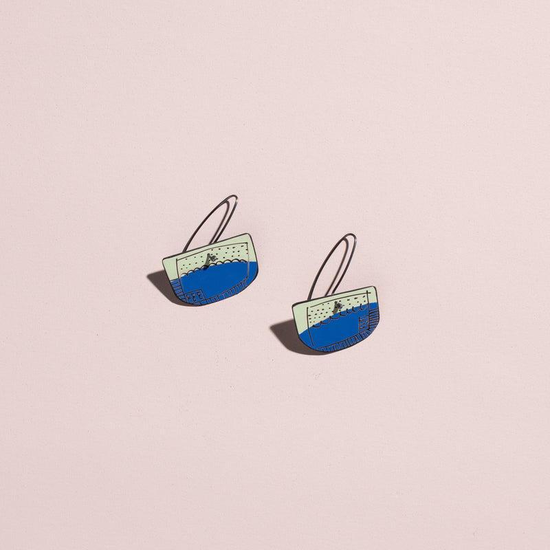 Reversible Shapes Earrings (mint + blue)