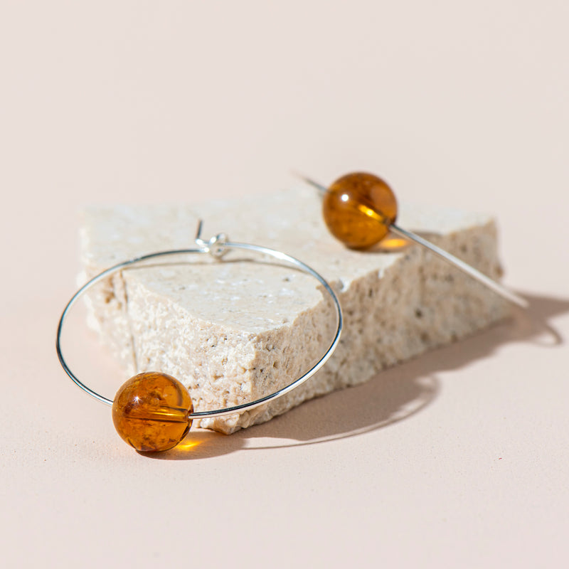 Citrine Hoops (Silver)