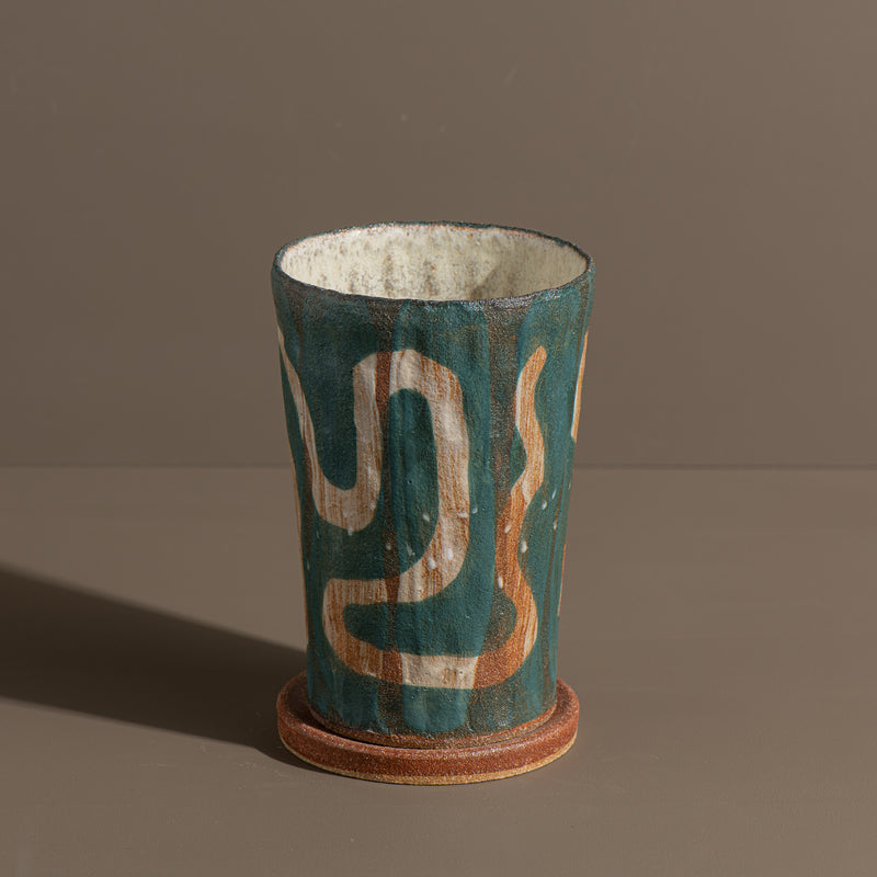 Tall Snake Planter - Teal