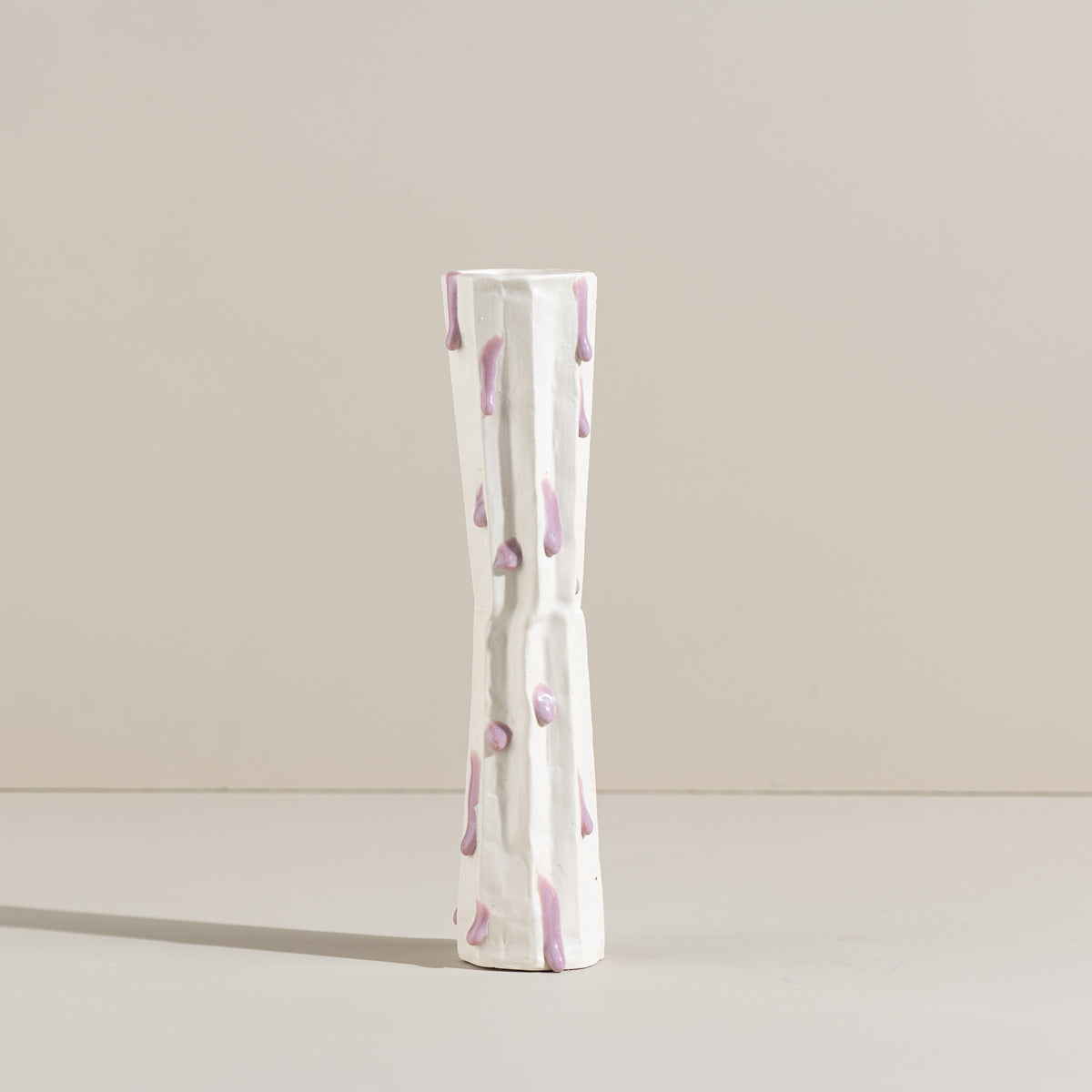 Tall Double Folded Vase with Lilac Drops