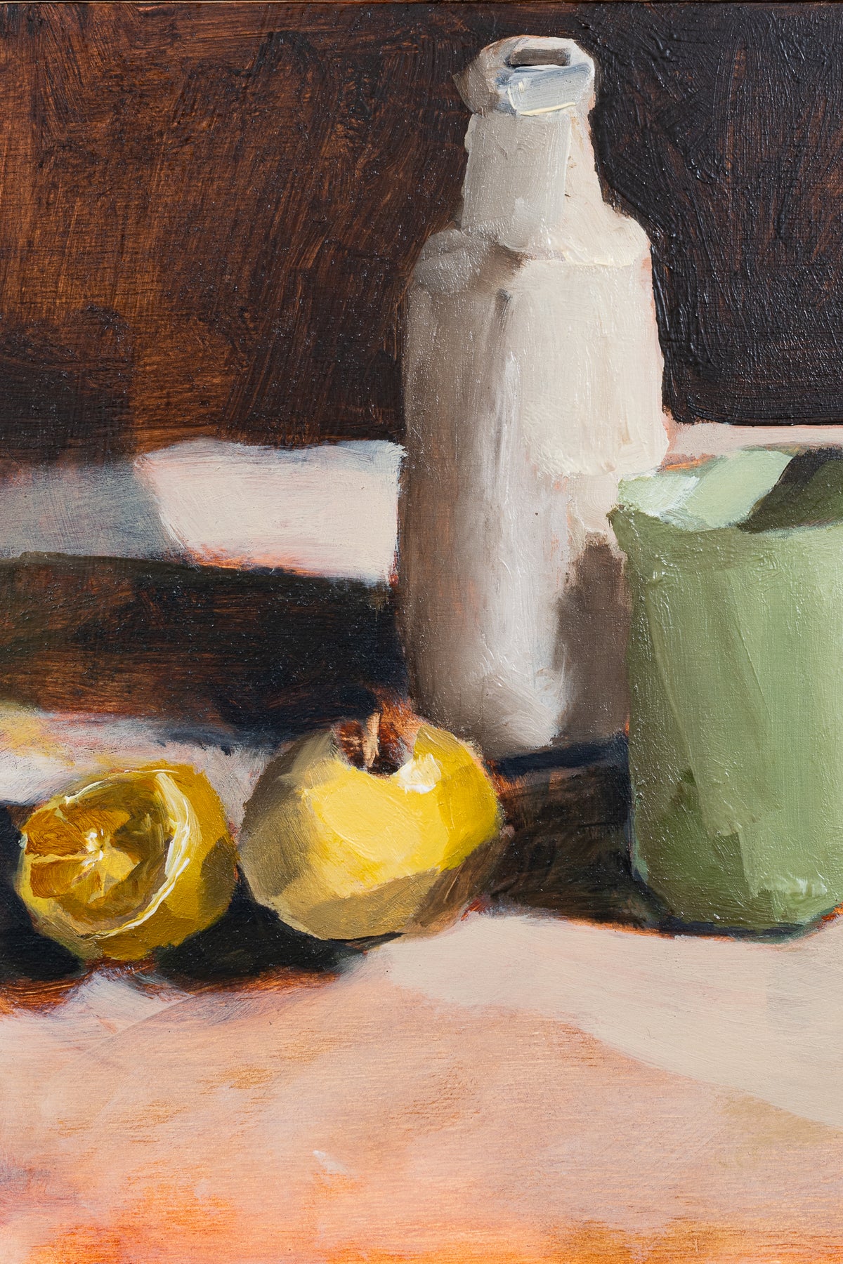 Clay Bottle and Green Jug with Lemons