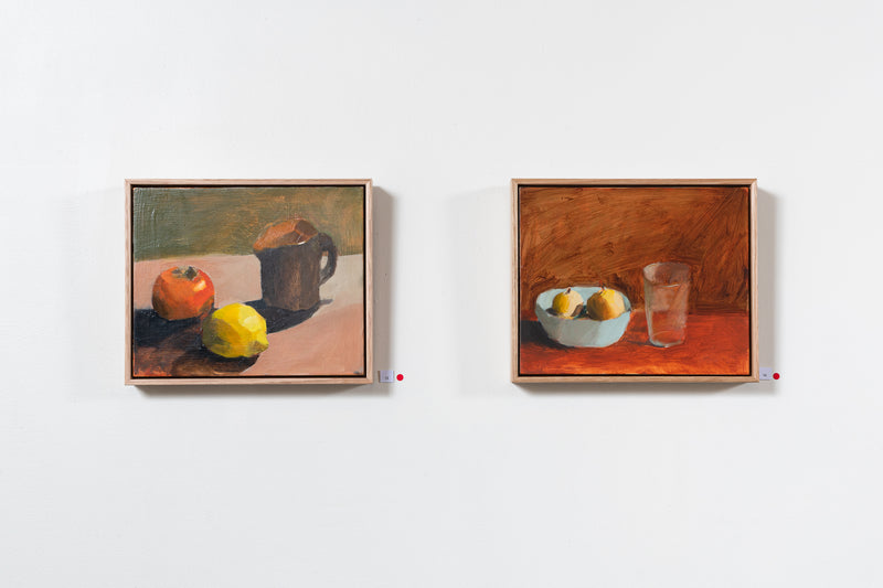 Brown Jug with Lemons and Persimmon