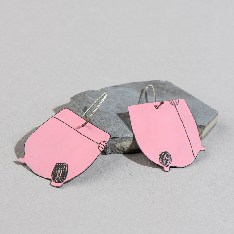 Reversible Mop Earrings (Pink + Pale Green)