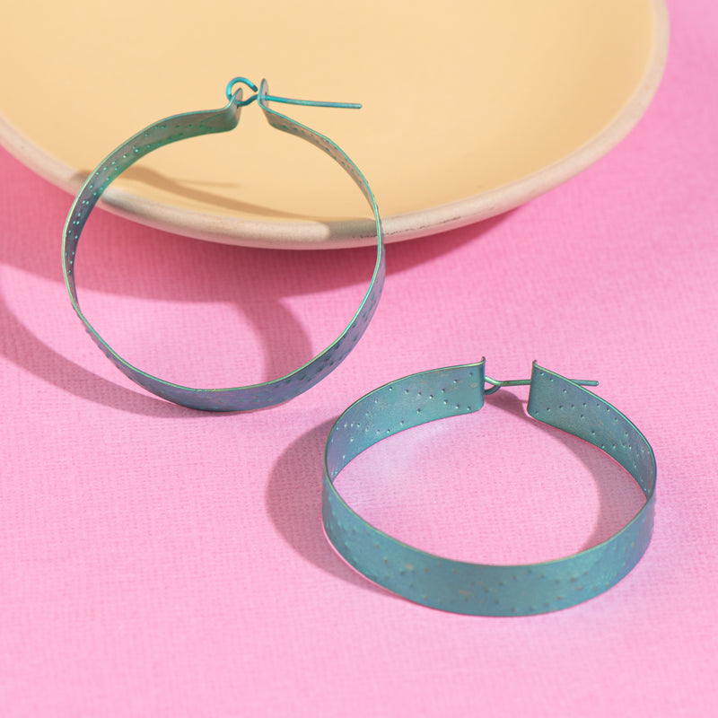 Large Blue Hoop Earrings