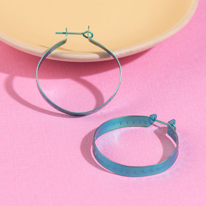 Small Blue Hoop Earrings