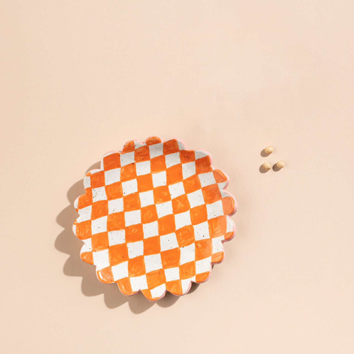 Large Checked Dish (Orange Diamond)