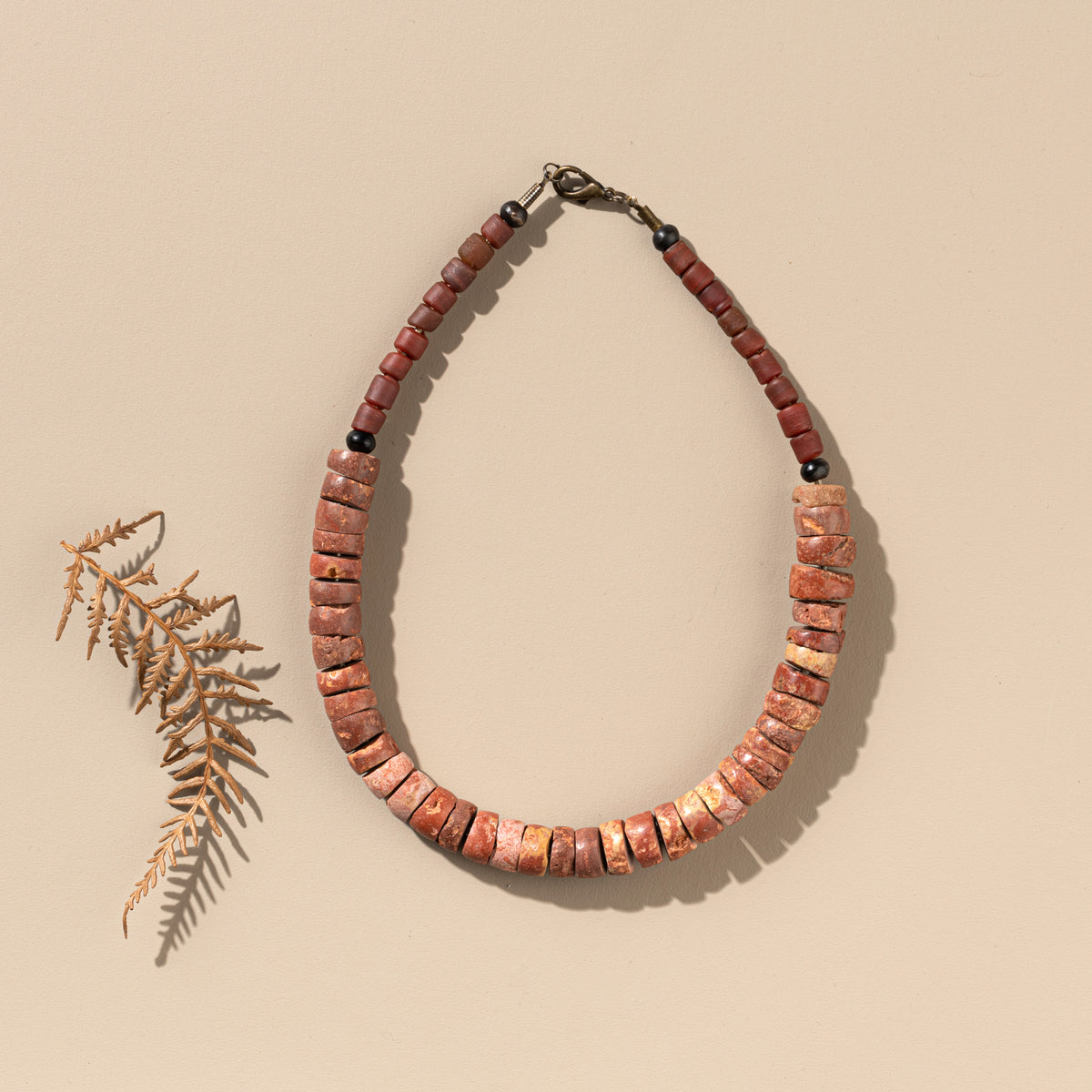 Bauxite + Glass Bead Necklace