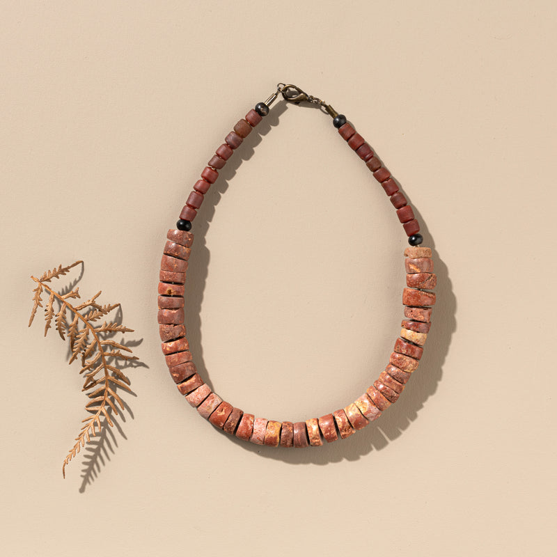 Bauxite + Glass Bead Necklace