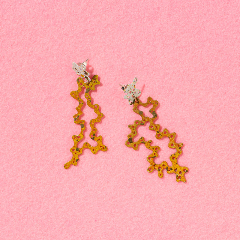 Large Orange Gorgonia Earrings