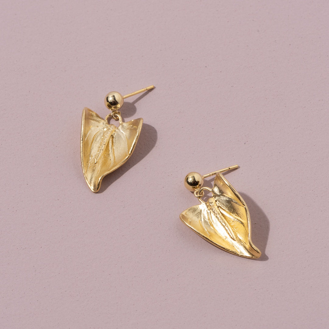 Anthurium Earrings Gold Plated
