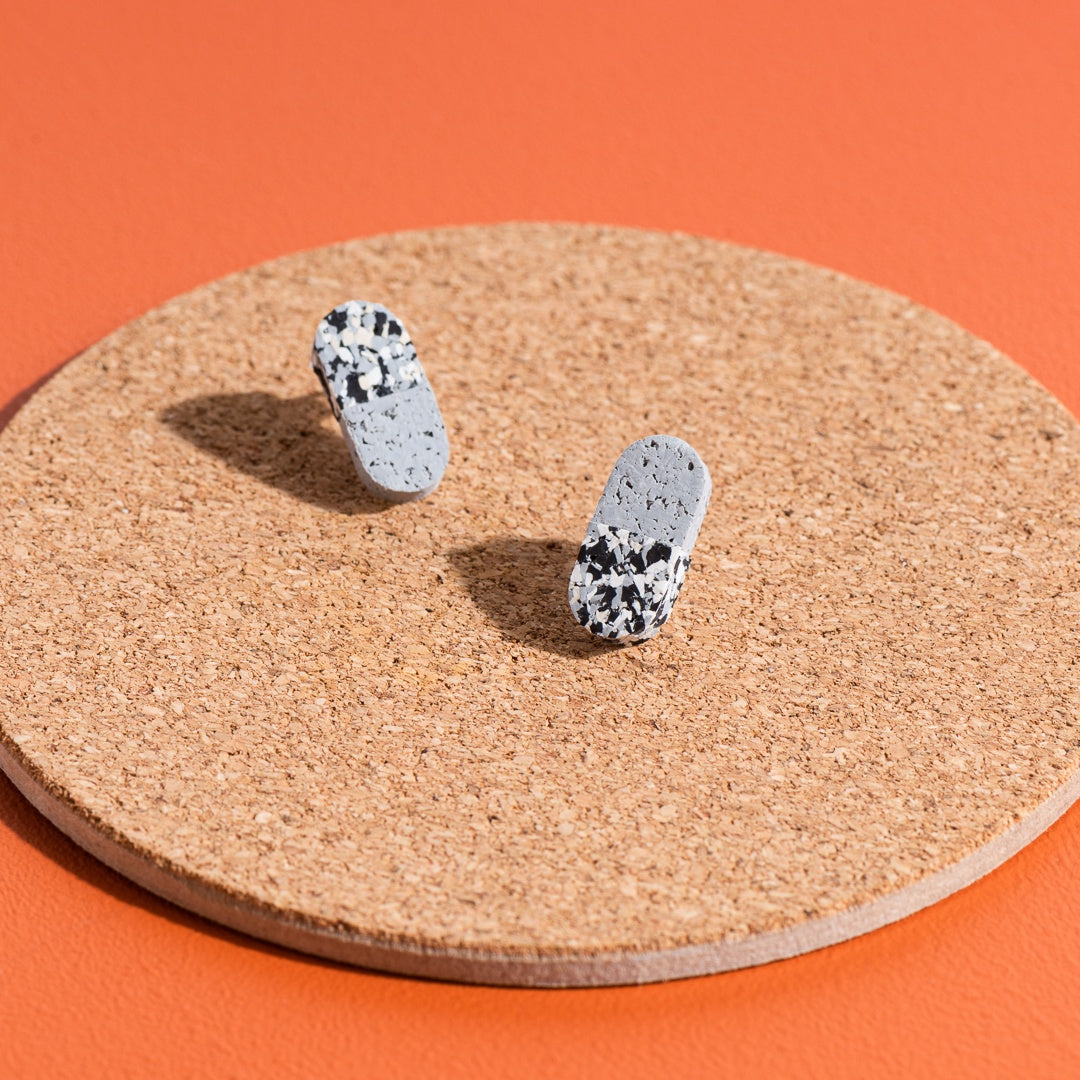 Chill Pill Studs (Grey &amp; Grey Speckle)