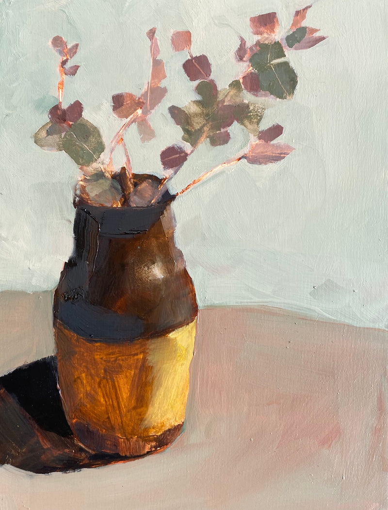 Gum Leaves In Brown Vase