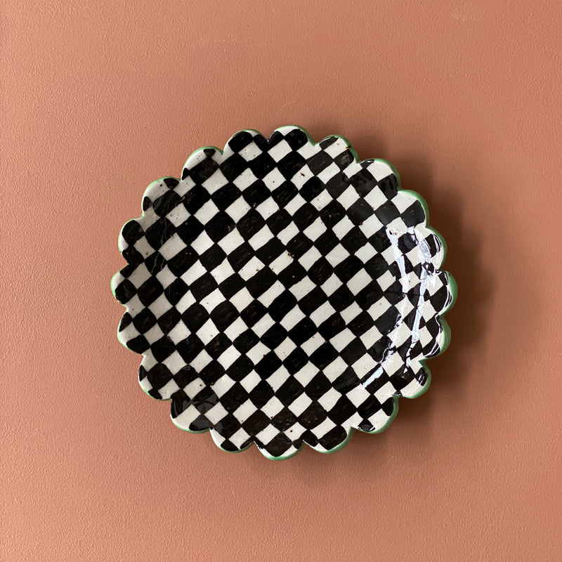 Large Checked Dish (Black Check)