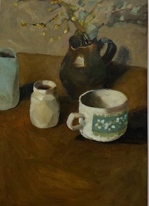 Brown Jug with Wattle - Boom Gallery