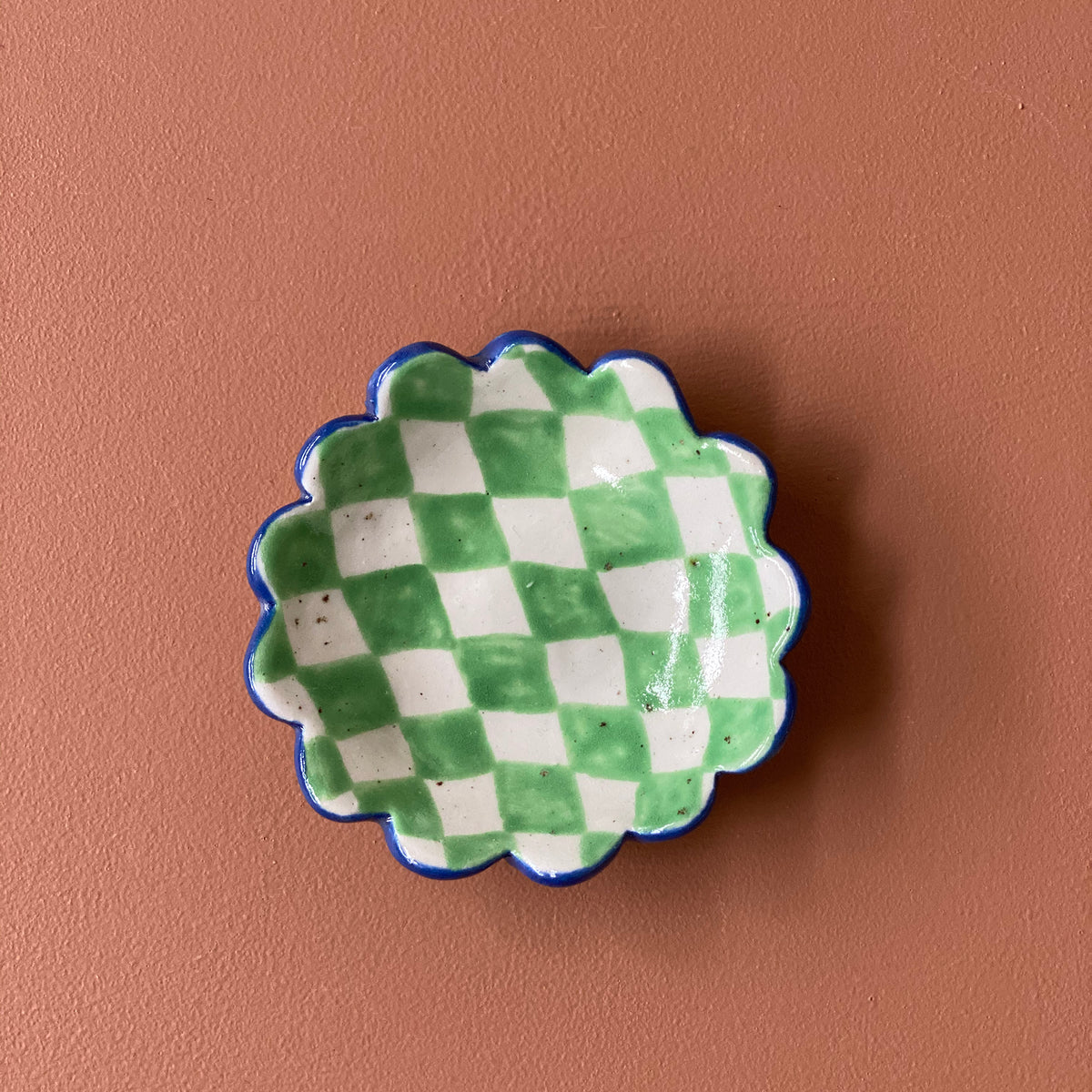 Mini Checked Dish (Green Diamond)