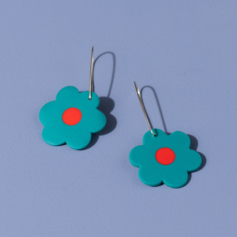 Flower Dangles (Red & Teal)