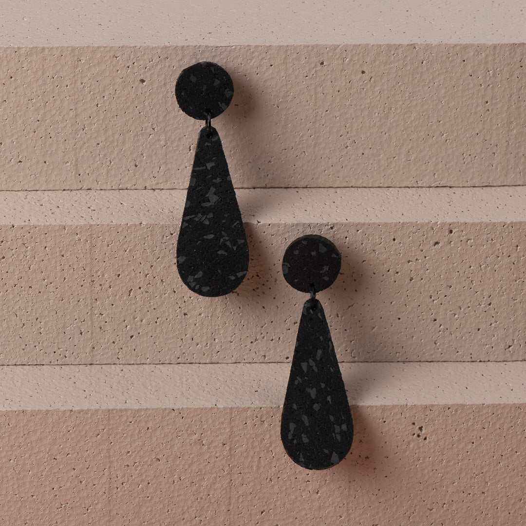 Exclamation Earrings (Black Speckle)