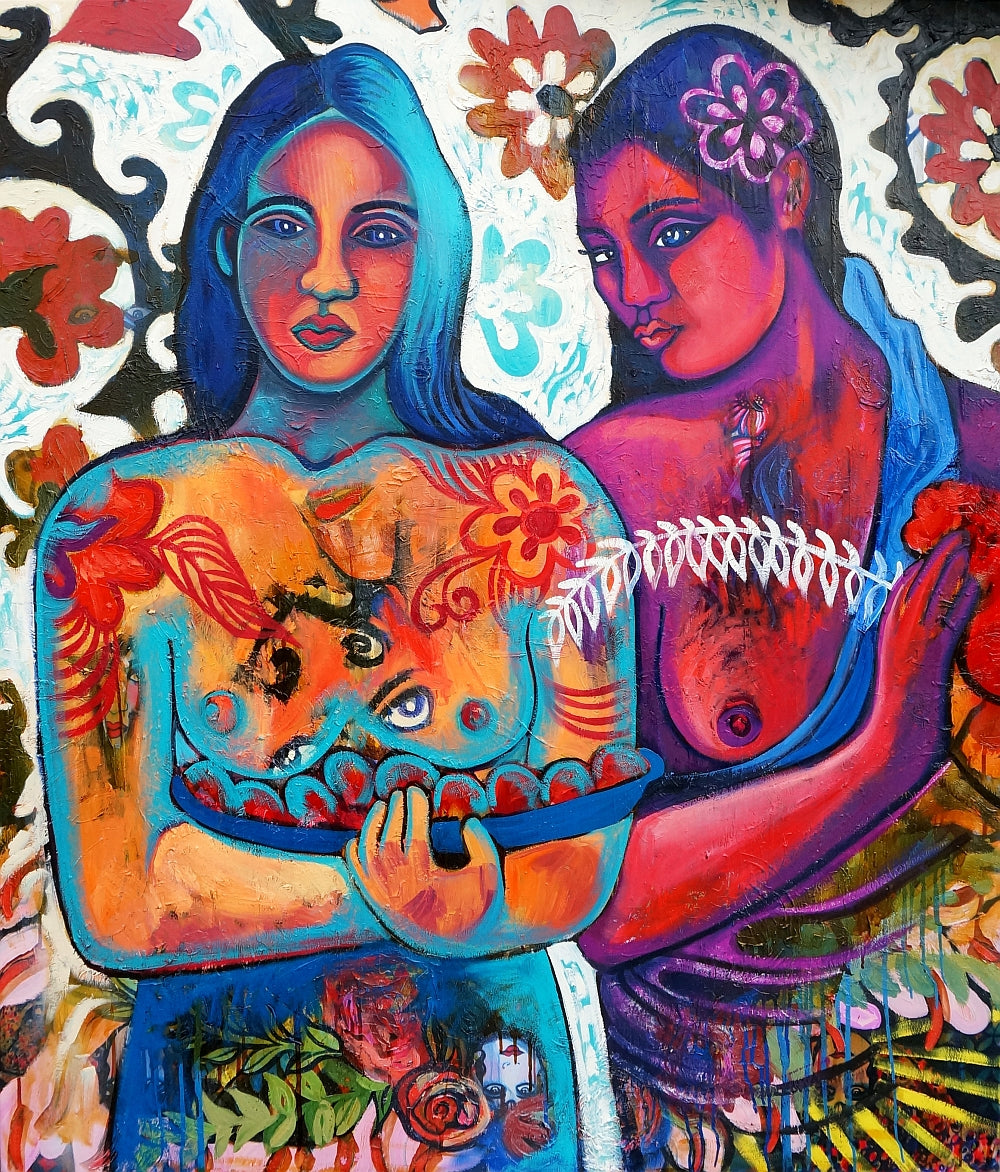 Sisters With Secrets and Fruits (Homage to Gauguin)