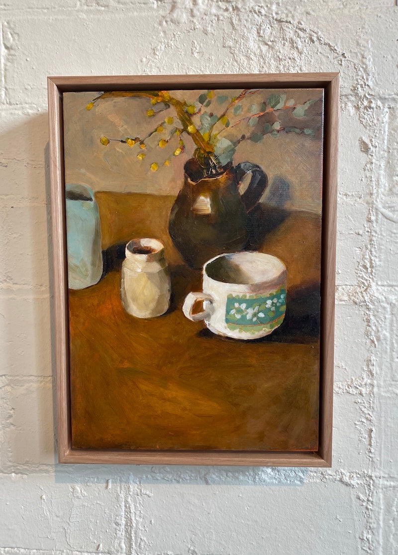 Brown Jug with Wattle - Boom Gallery