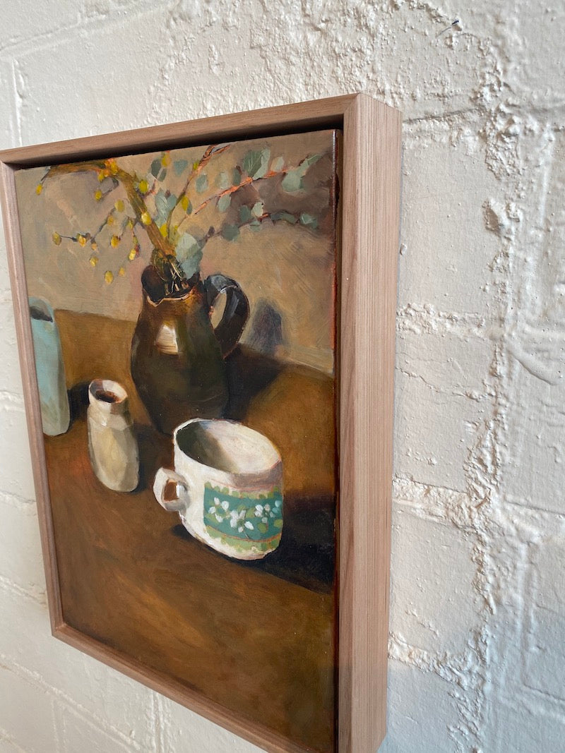 Brown Jug with Wattle - Boom Gallery