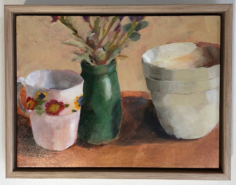 Native Flowers in Little Green Vessel - Boom Gallery