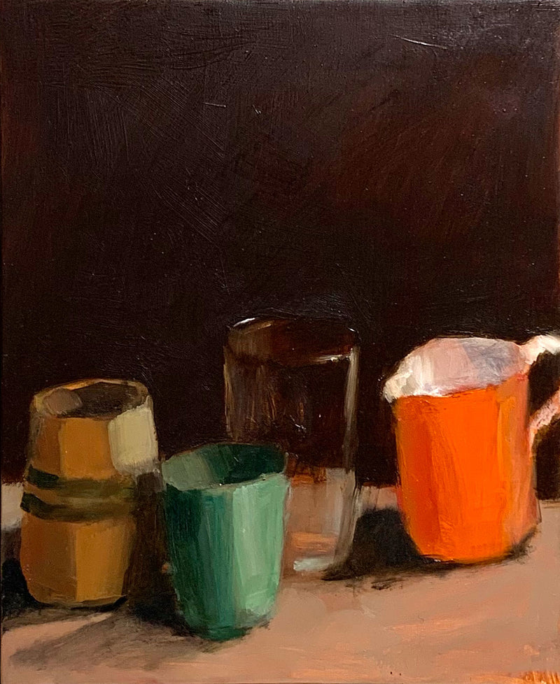 Orange Jug with Glass and Ceramics