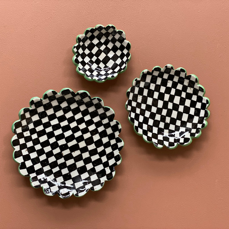 Large Checked Dish (Black Check)