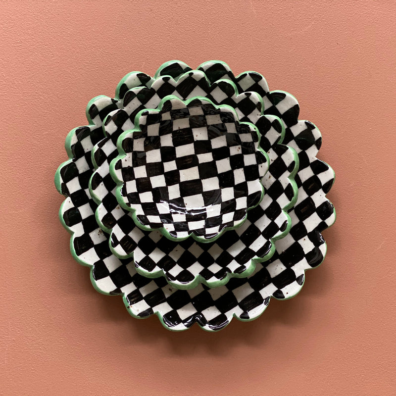 Large Checked Dish (Black Check)