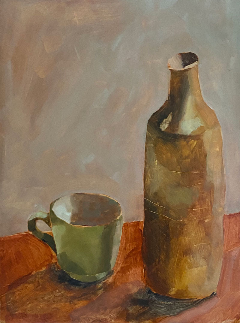Green Cup With Pottery Bottle
