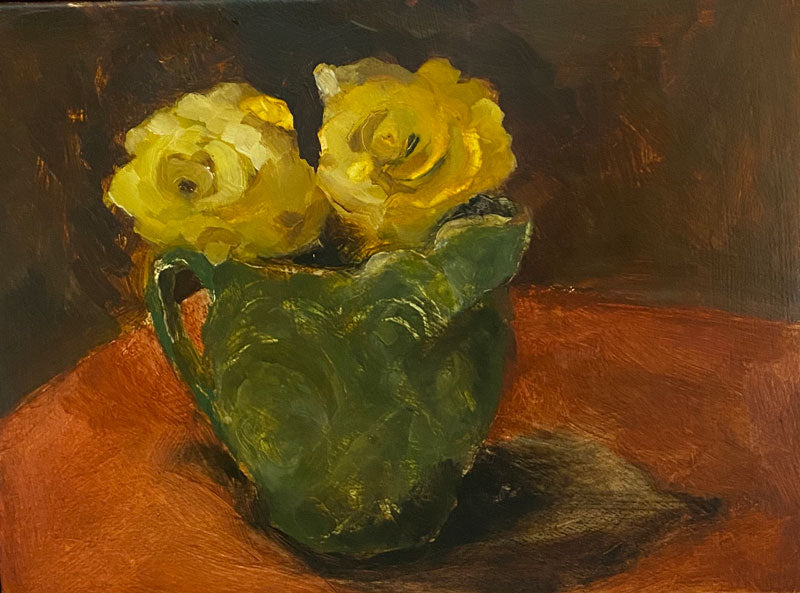 Green Jug with Yellow Roses - Boom Gallery