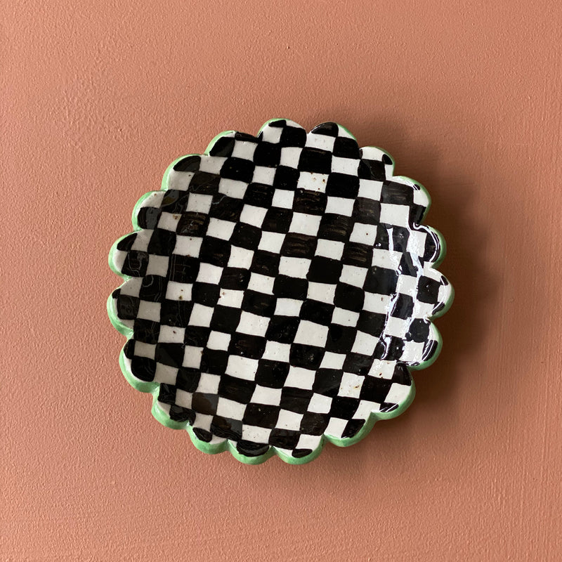 Small Checked Dish (Black Check)