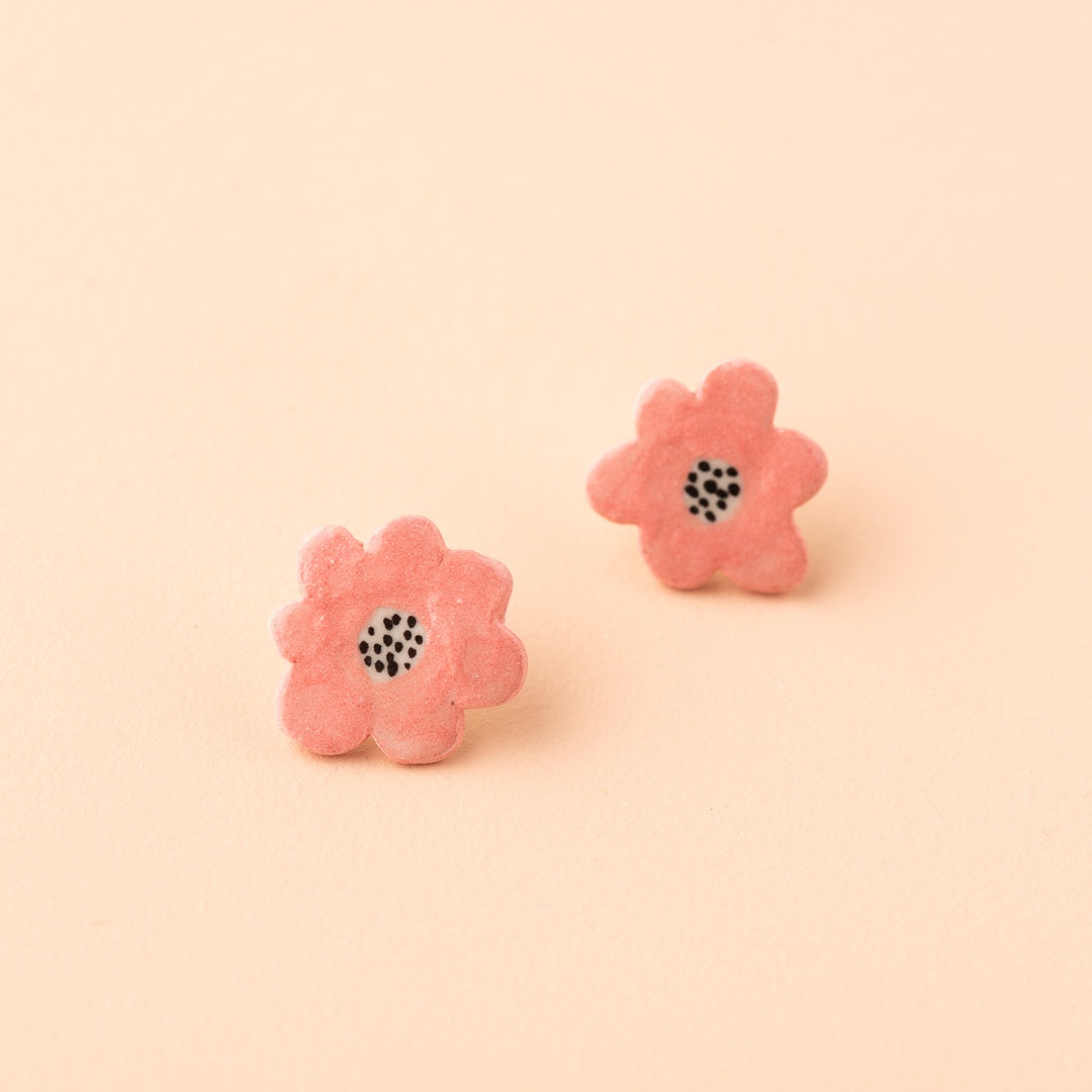 Flower Pink Stud Earrings